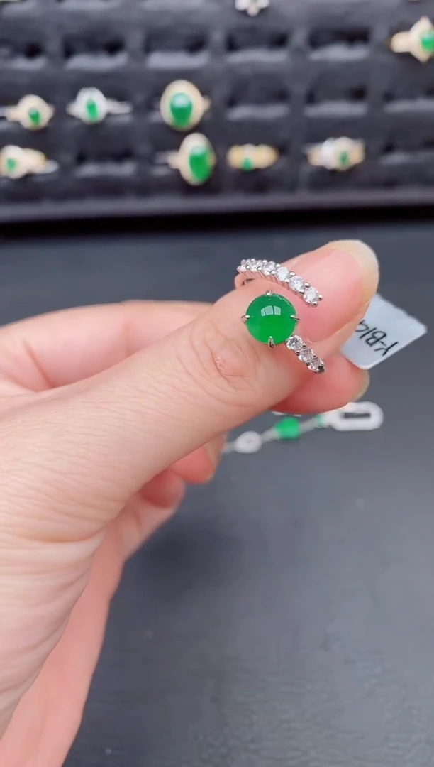 银S925镶嵌戒指翡翠天然a货翡翠213