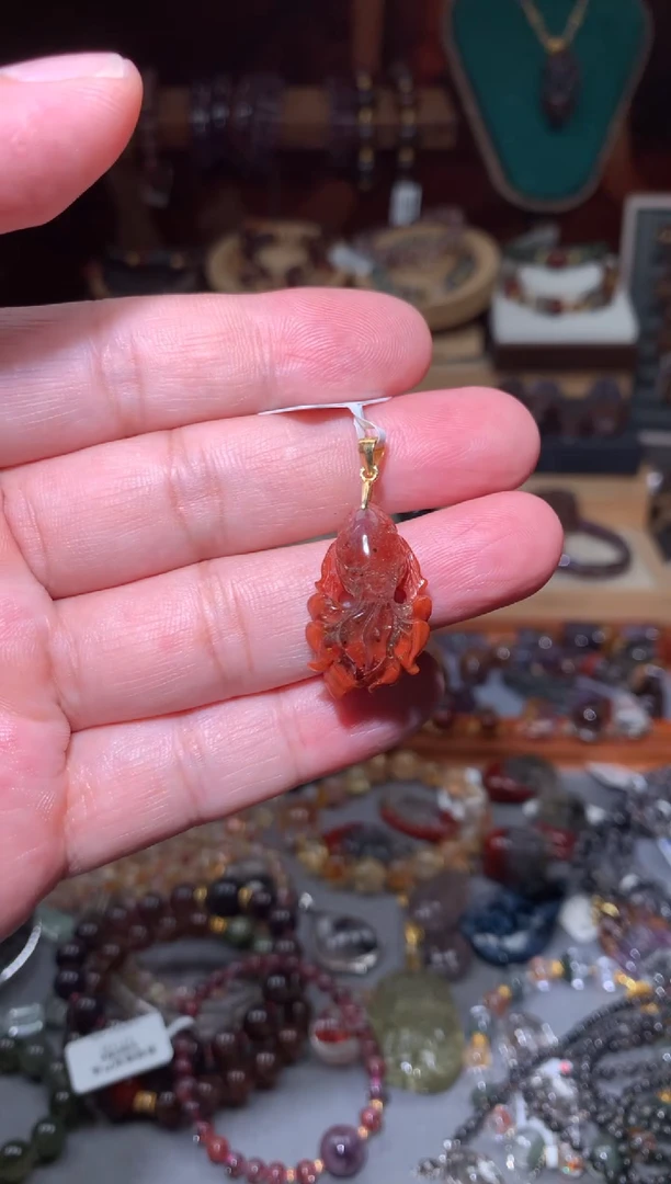 水晶珠宝半成品未镶嵌红极光锦鲤