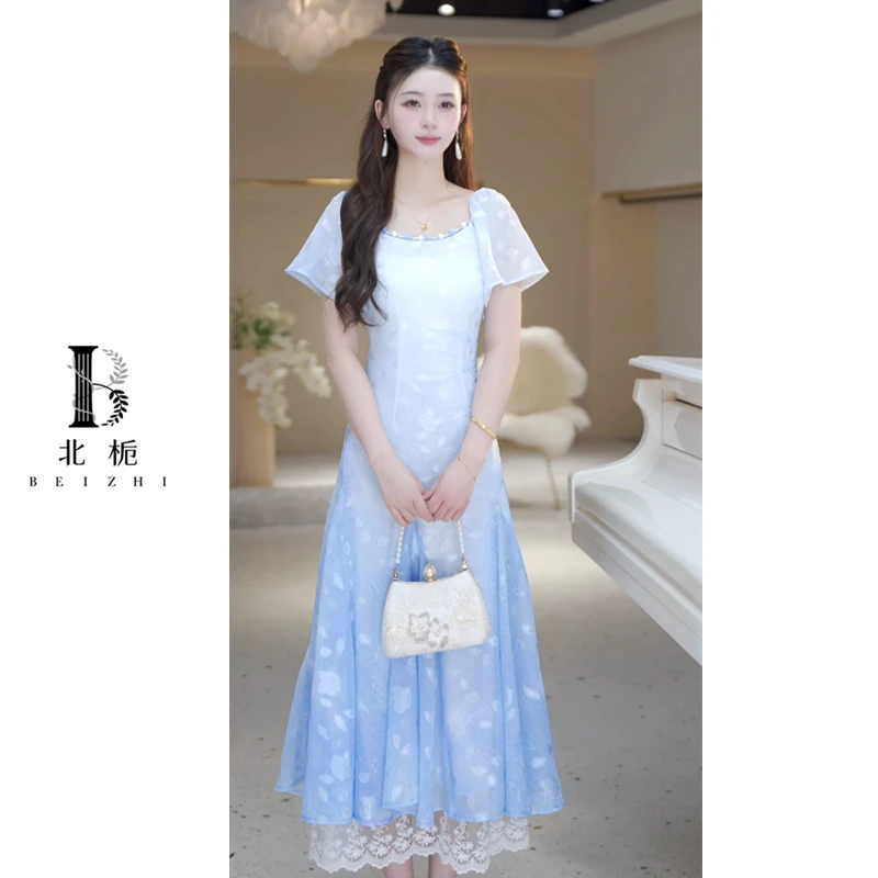 【北栀】新款泡泡袖重工连衣裙 814563