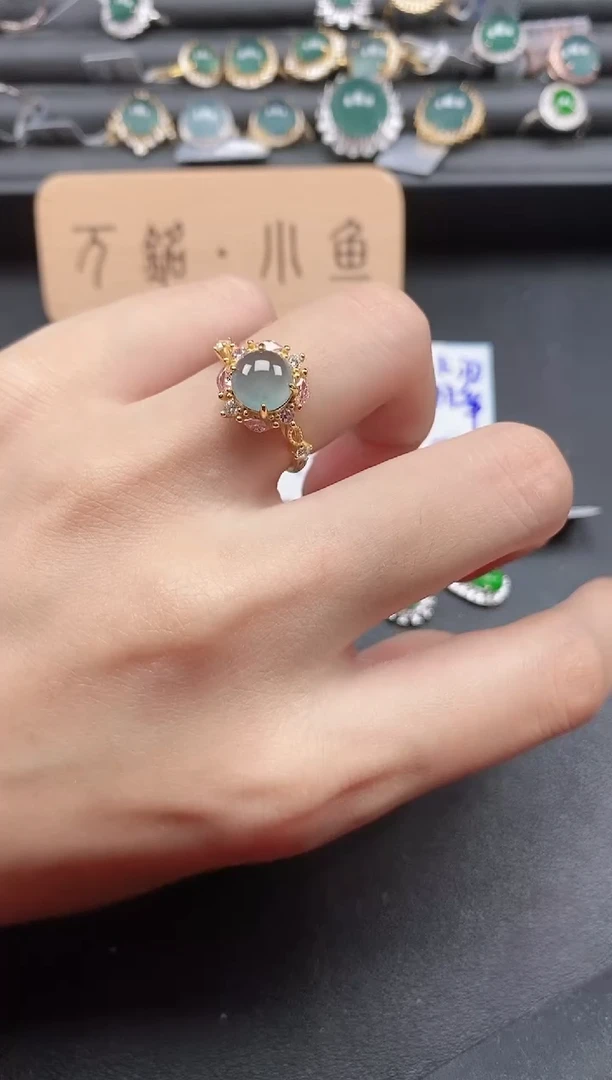 翡翠戒指银S925镶嵌5151-20