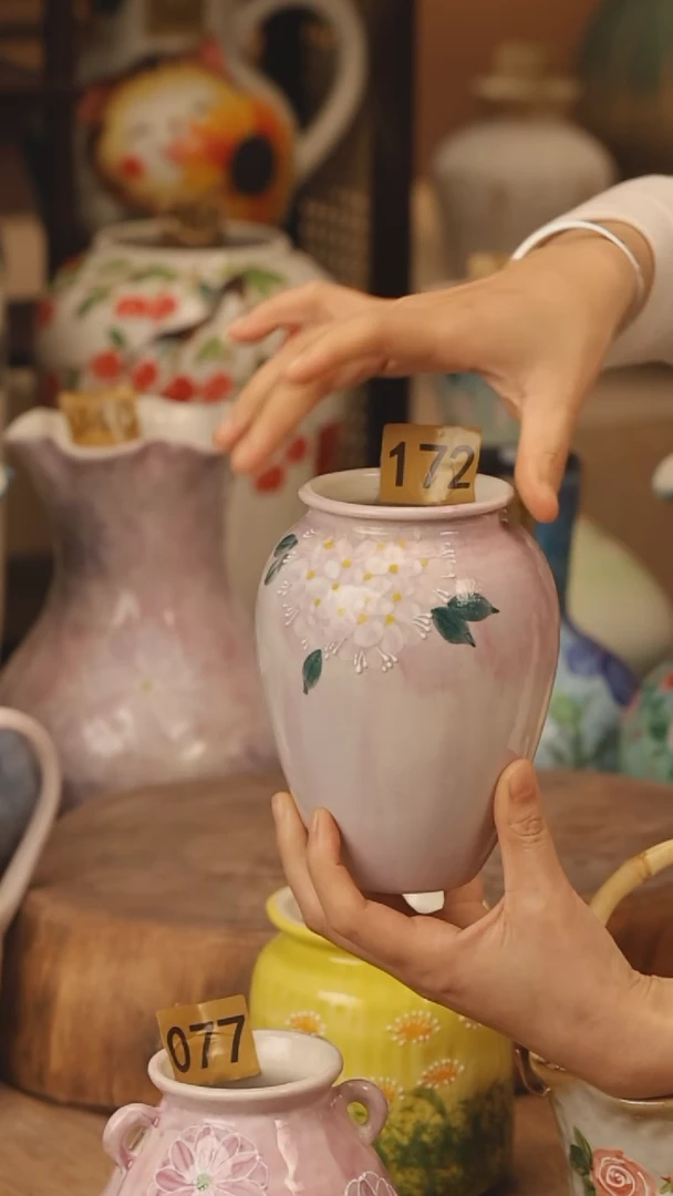 陶瓷景德镇设计师手作花器摆件侘寂风@M172@