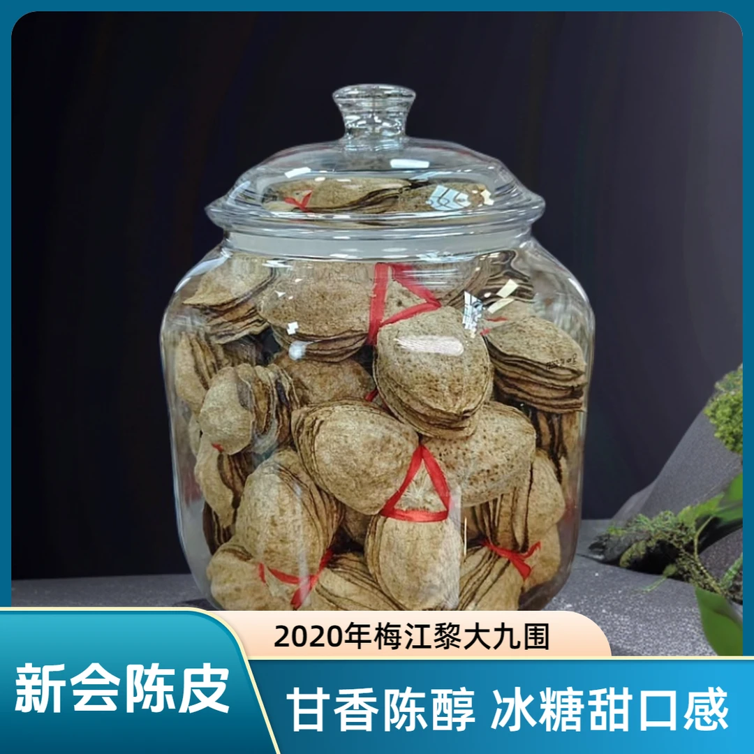 甘香甜糯新会梅江2020年黎大九围圈枝冬后大红皮扎皮梅江陈皮茶