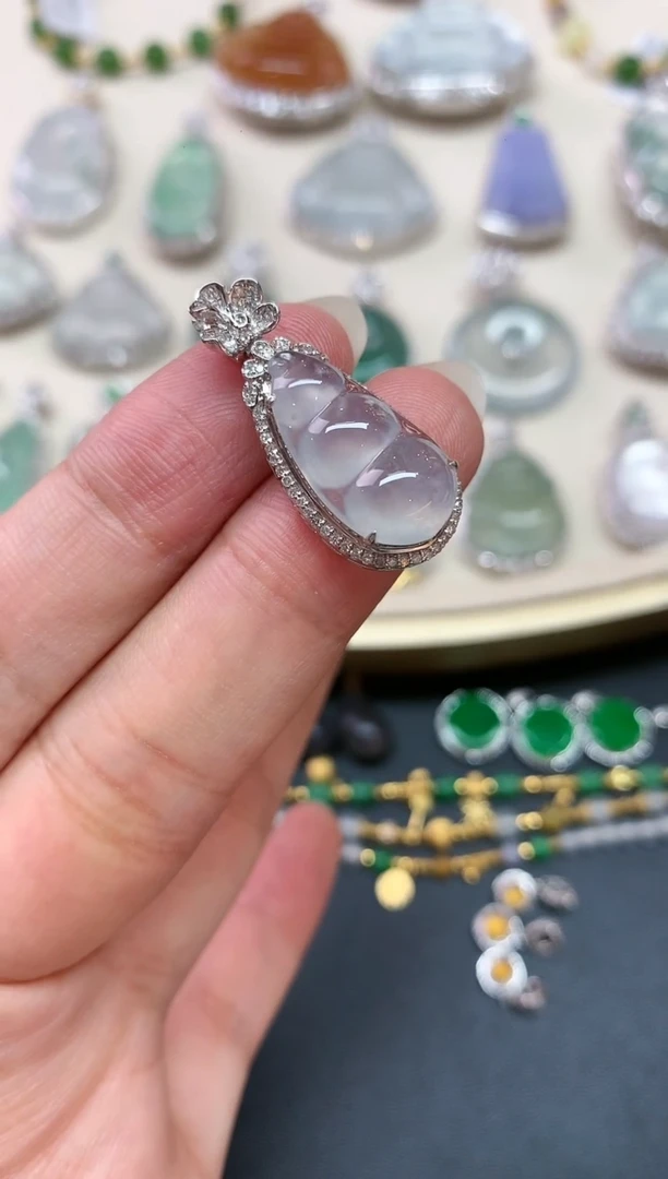 翡翠18K金镶嵌吊坠(不含链)A193|5980