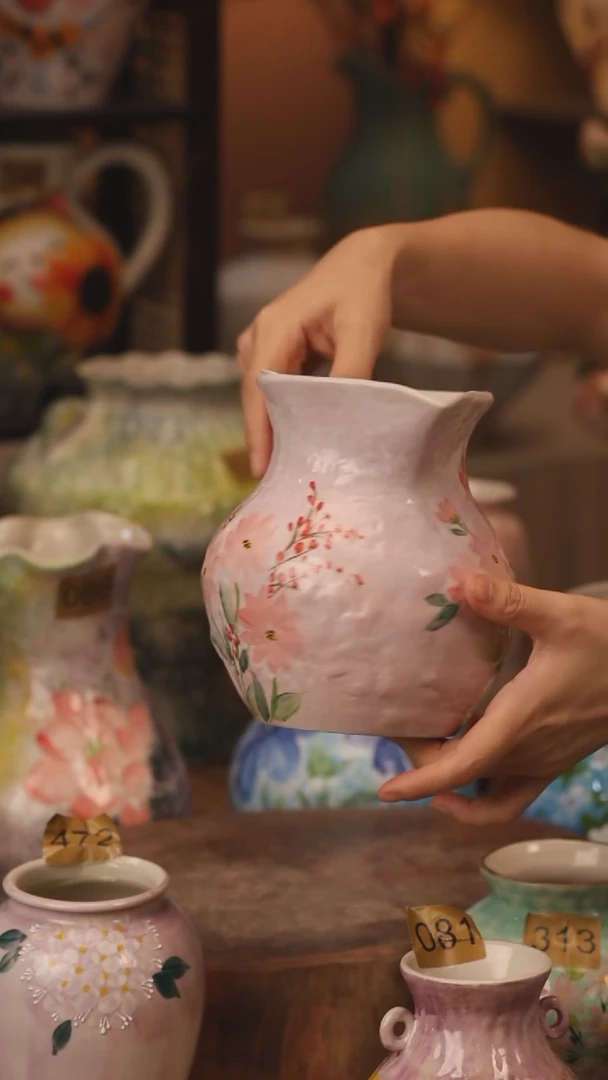 陶瓷114景德镇设计师手作花器摆件侘寂风