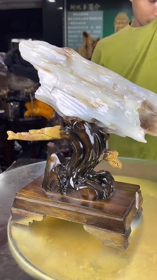 缅甸天然树化玉摆件