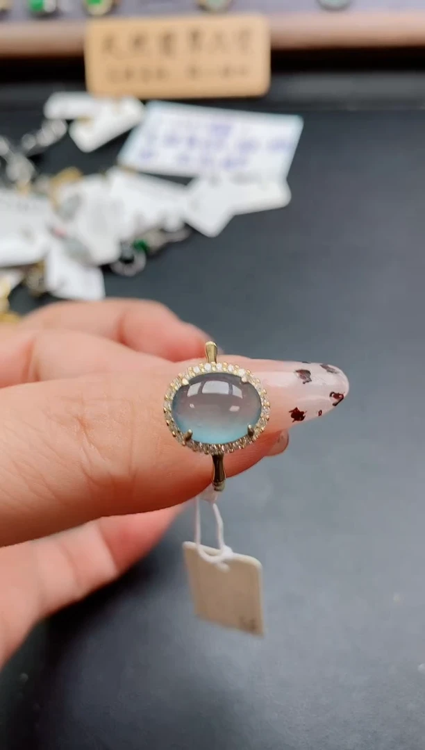 银S925镶嵌戒指翡翠1