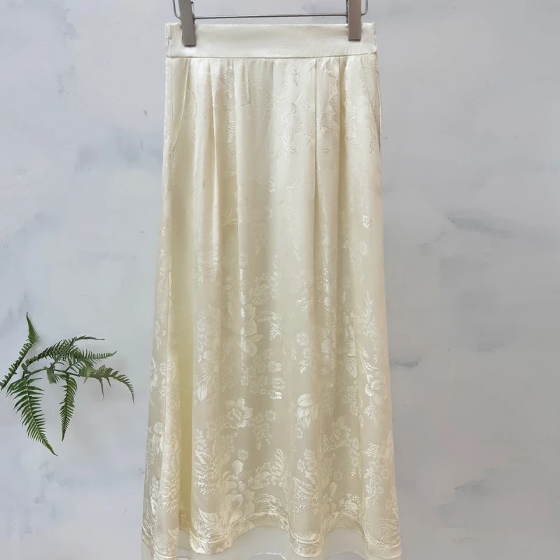 【窗雨题诗】高端新中式国风织花花萝A字半身裙拼接国潮老钱