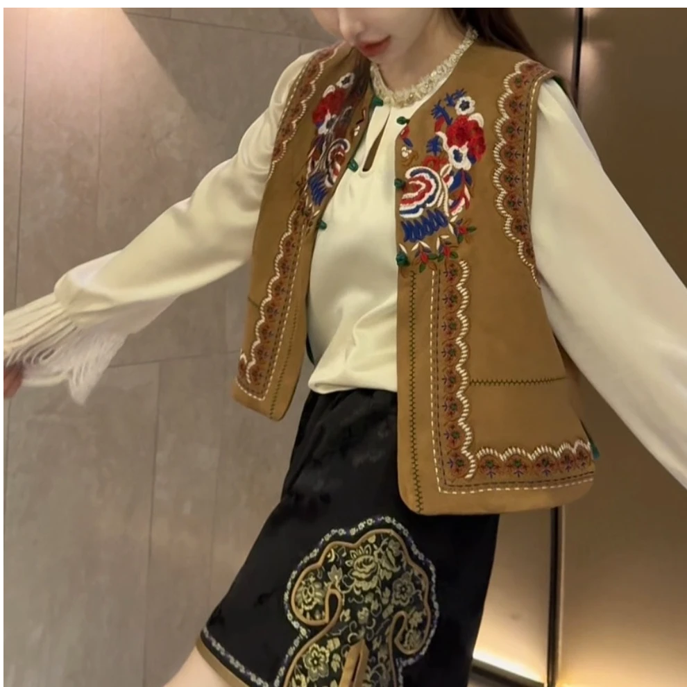 蘇格高定-【敦煌-飞天】新中式刺绣传统时尚气质减龄马甲上衣S92