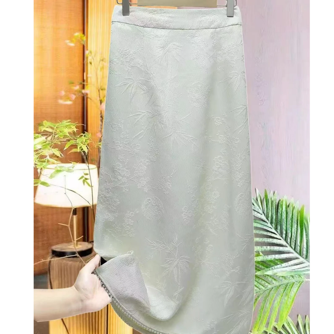 春夏款百搭气质中式提花时尚轻奢国风复古重工显瘦半身裙