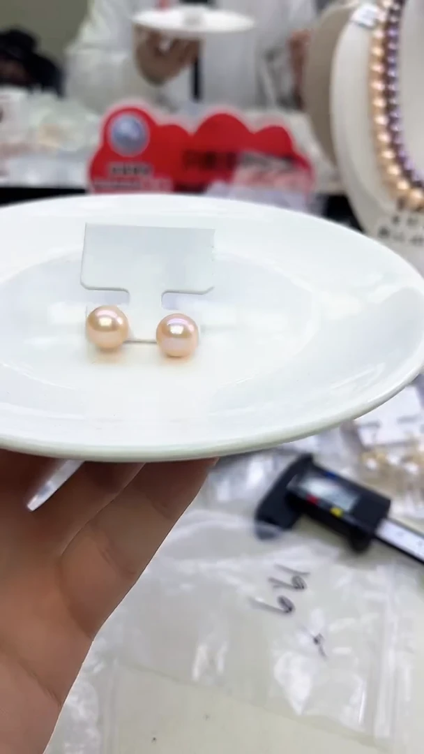 未镶嵌耳饰淡水珍珠中国红耳饰