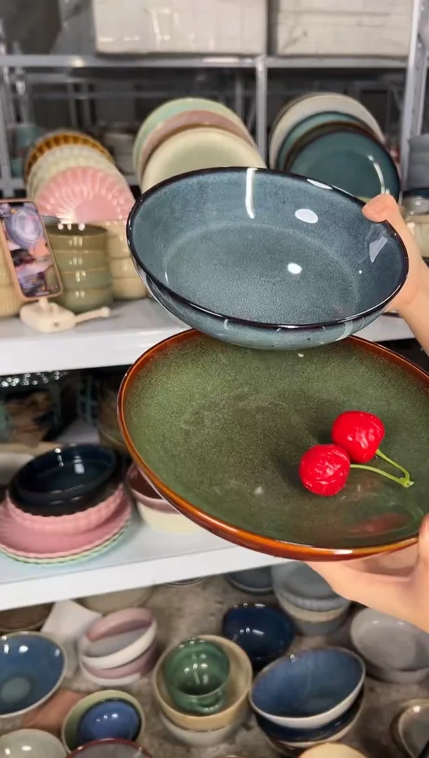 陶瓷外贸尾货瑕疵满20包邮X2深盘组合