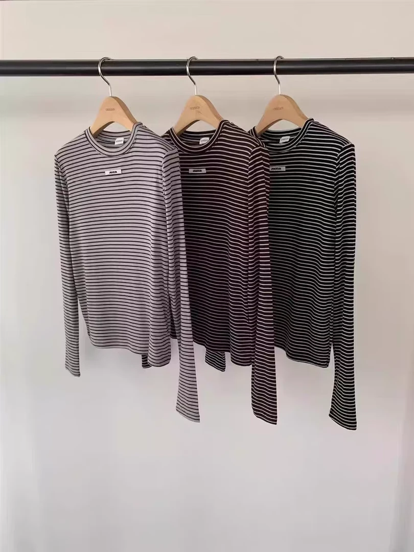 现货秒发！韩国正品 UNDERSON 人手一件！！条纹长袖打底衫女显瘦T恤