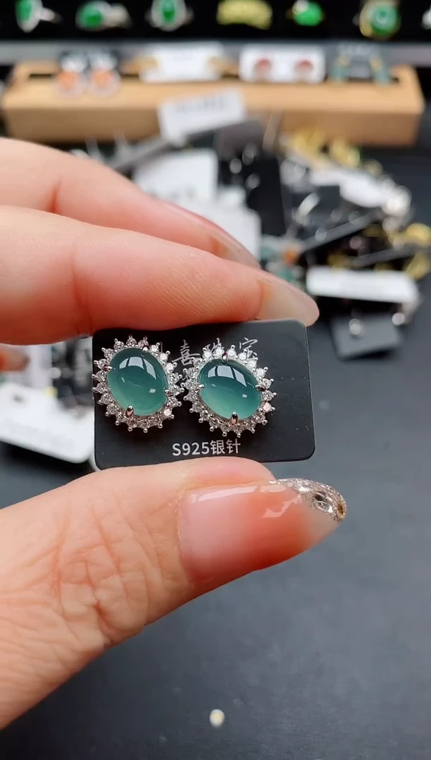 银S925镶嵌戒指翡翠1