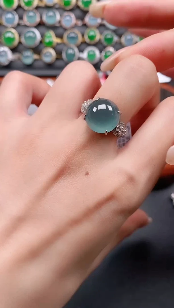 银S925镶嵌戒指翡翠111