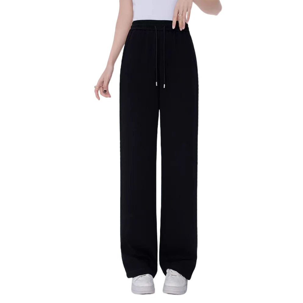 KUFH莫代尔亲肤高腰垂感阔腿女25款百搭休闲裤宽松直筒裤KYM7399