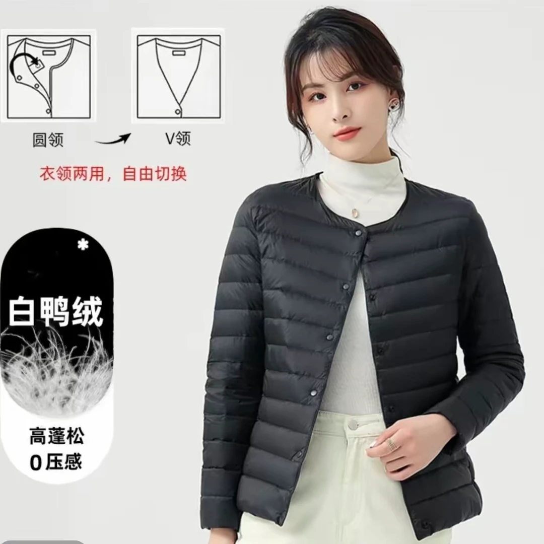 轻薄白鸭绒可圆领可V领无领秋冬羽绒服外套内搭内胆羽绒卡码拍大