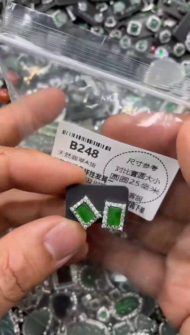 颈饰未镶嵌翡翠B248耳钉