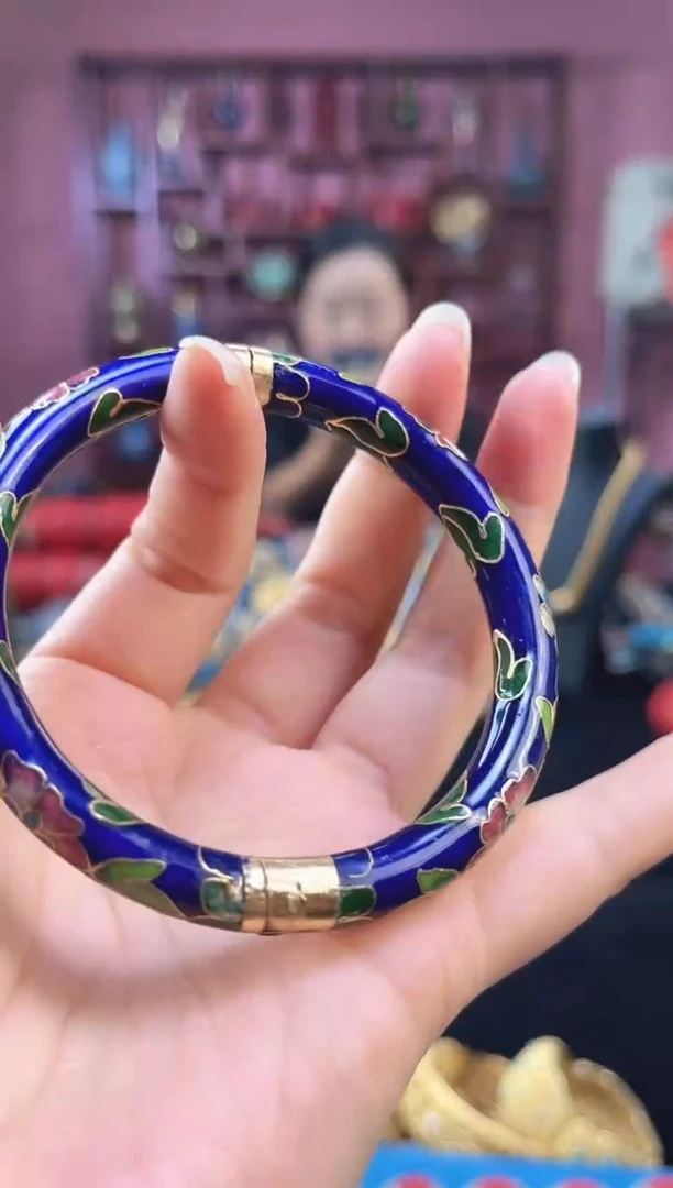 非遗 景泰蓝开口镯 55-63 宝蓝
