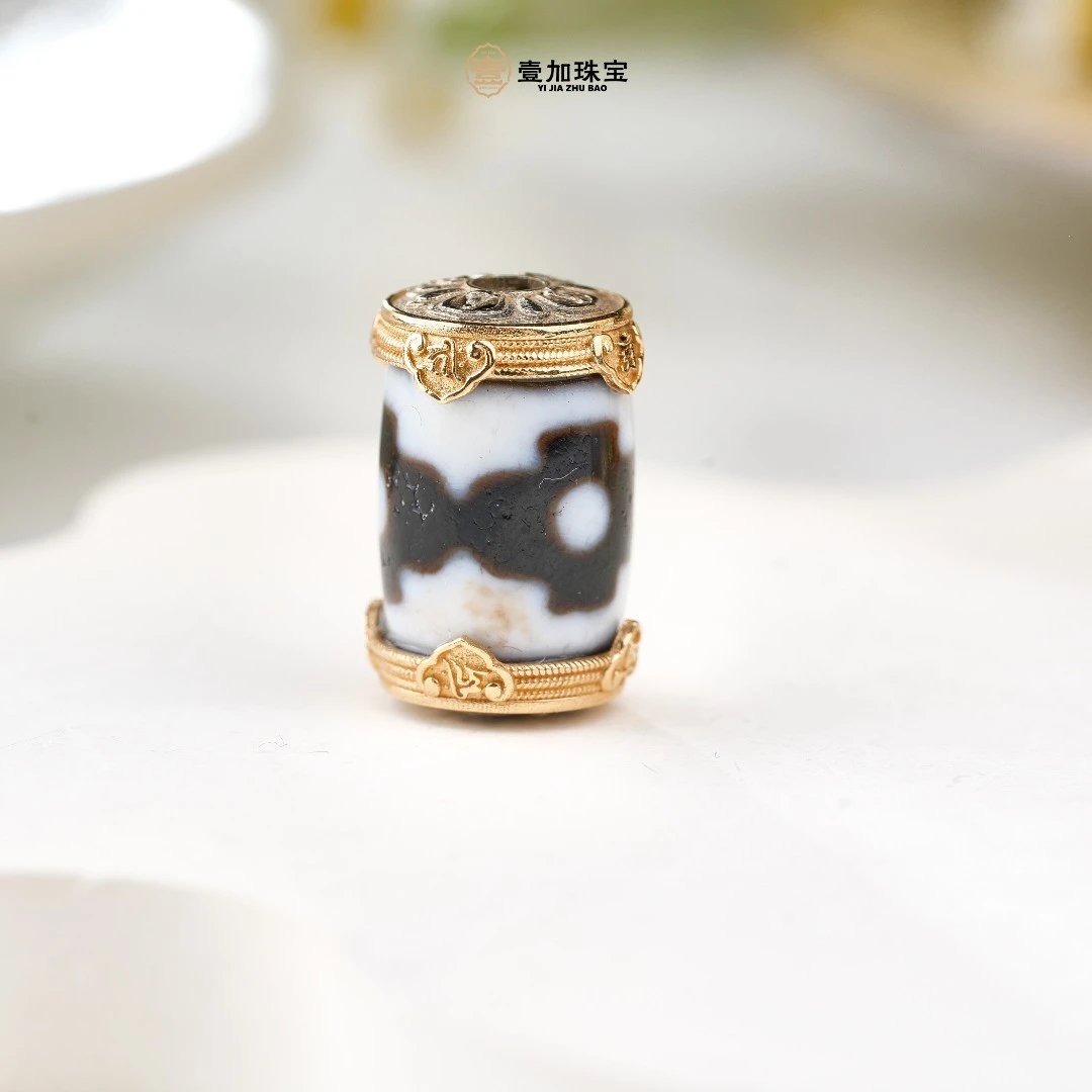 壹加小青|银镶坛城玛瑙单珠多样性发其一2402Z