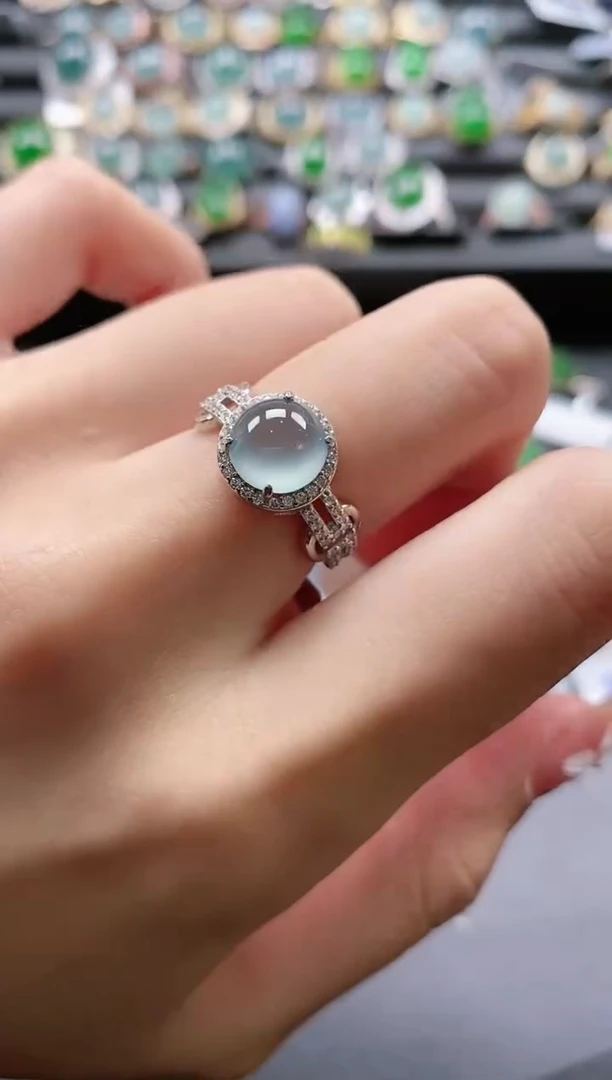 【闪购商品】翡翠戒指银S925镶嵌5151-6