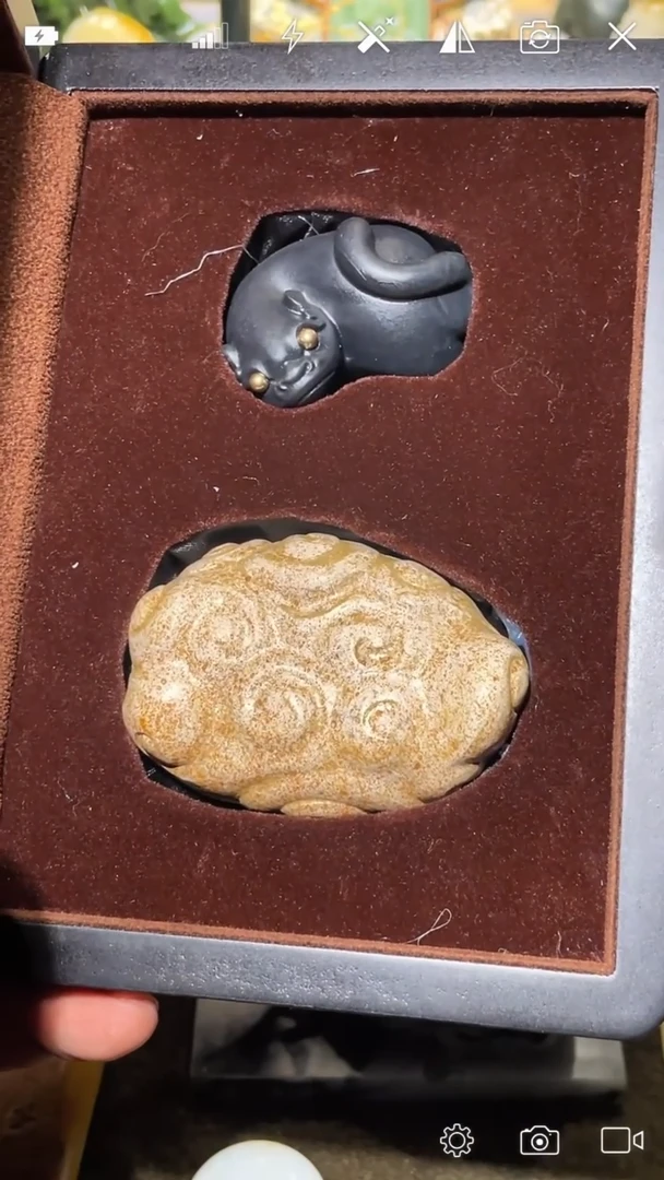 定制和田玉hss   墨玉吞金兽 带底座