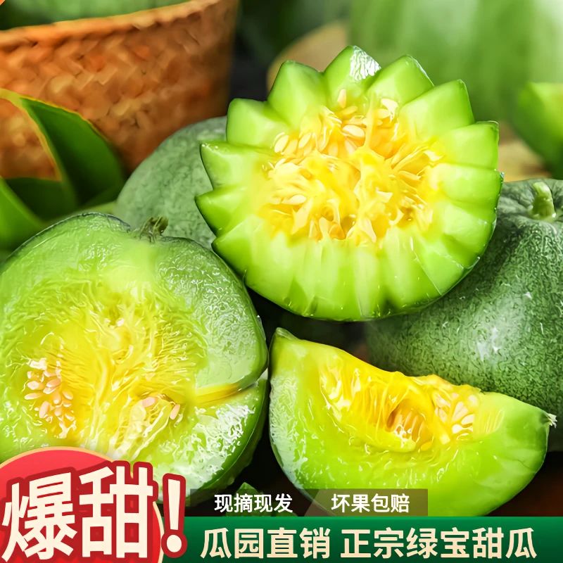 头茬绿宝甜瓜自然成熟脆甜多汁新鲜应季水果