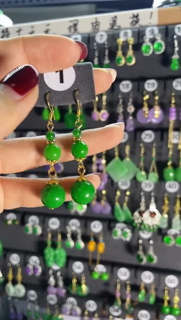 【闪购商品】翡翠耳饰银S925镶嵌1...