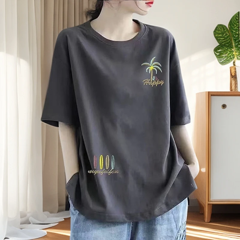 200斤大码女装短袖T恤女夏新款纯棉宽松显瘦时尚洋气印花休闲上衣