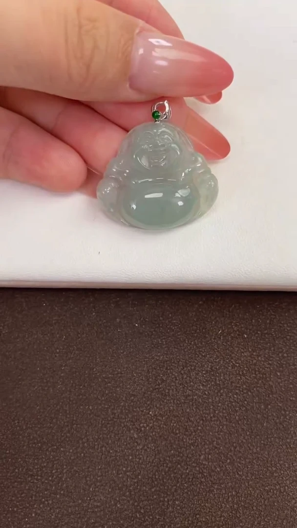 翡翠18K金镶嵌吊坠(赠链)天然缅甸A货翡翠