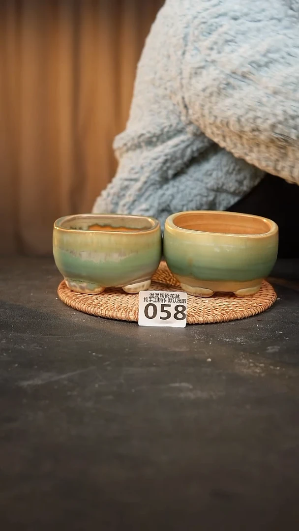 【闪购商品】瓷片058泥泥手工花盆口8高6