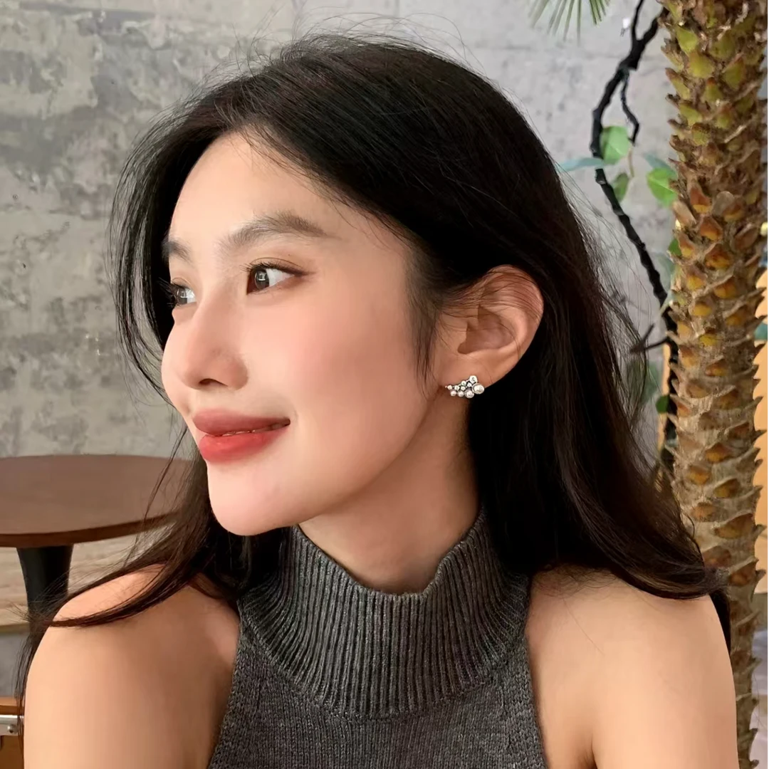 铜合金耳饰 【珠珠玫瑰】珍珠锆石耳钉女气质小众时尚高级感耳饰