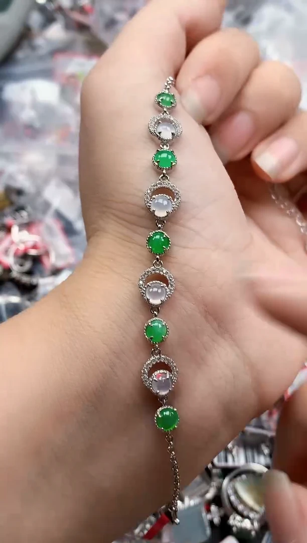 银S925镶嵌戒指翡翠天然A货缅甸翡翠