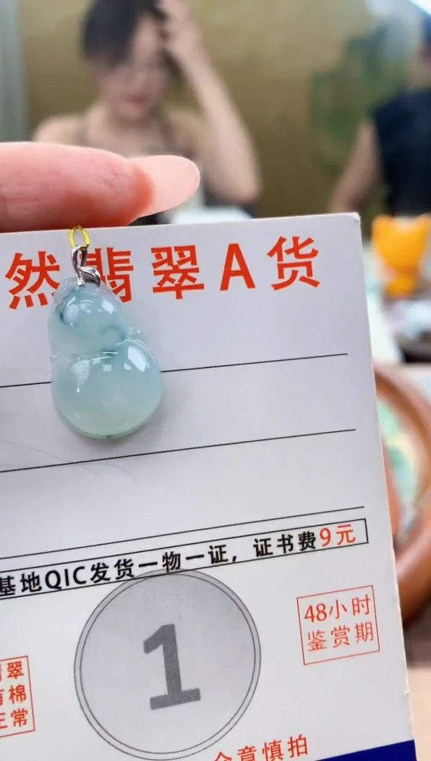 颈饰18K金镶嵌翡翠天然A货翡翠挂件