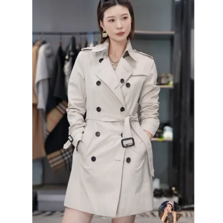 99新 BURBERRY/博柏利 汤/P235502556/ 浅驼色 经典格纹 长款风衣