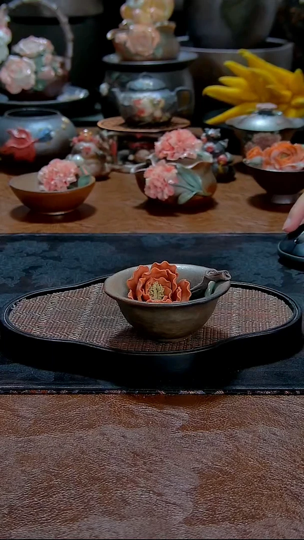 x****4黄老师牡丹花柴烧杯子