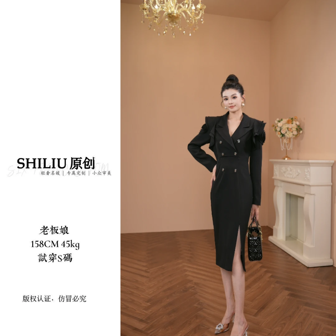 【十六定制】61092 显瘦气质时尚收腰名媛轻奢职业女神范宴会连衣裙