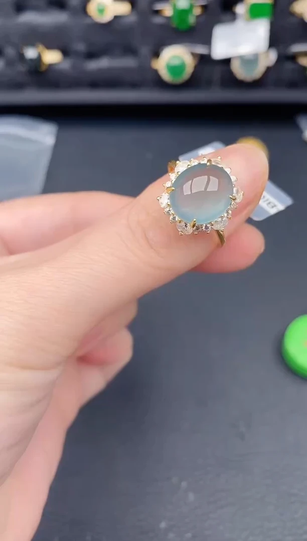 银S925镶嵌戒指翡翠天然a货翡翠277