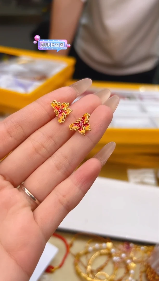 【闪购商品】红宝石耳饰足金镶嵌【SG】0125014