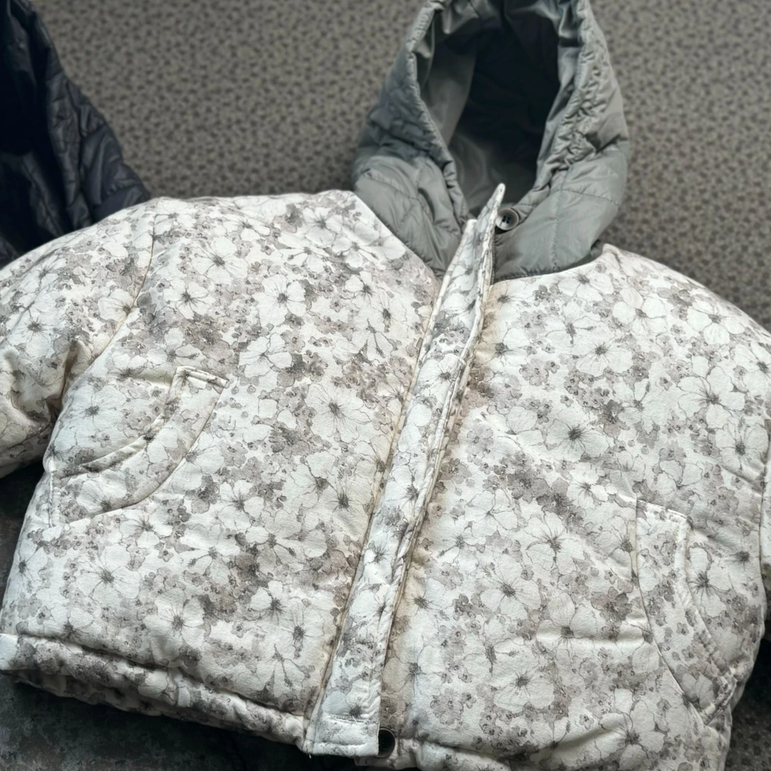 森系韩版新款冬季小碎花加厚棉服外套01