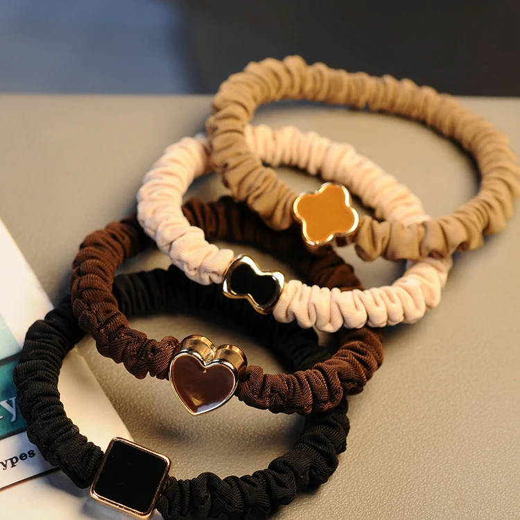 韩系奶咖色轻奢简约头绳发圈皮筋女生扎头发辫子马尾真丝发绳女