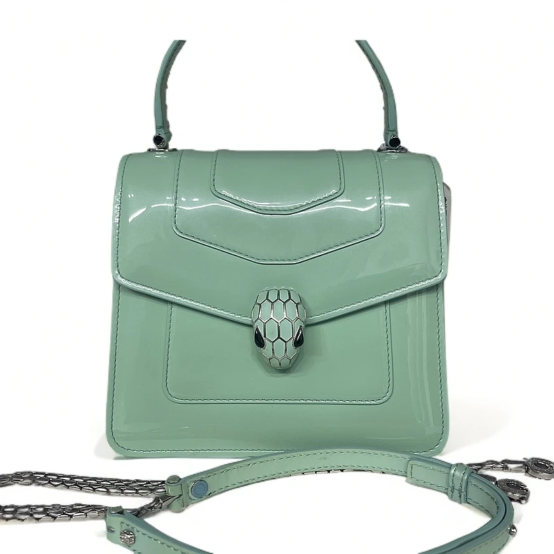 99新 BVLGARI/宝格丽 限定薄荷绿蛇头风琴/单肩包