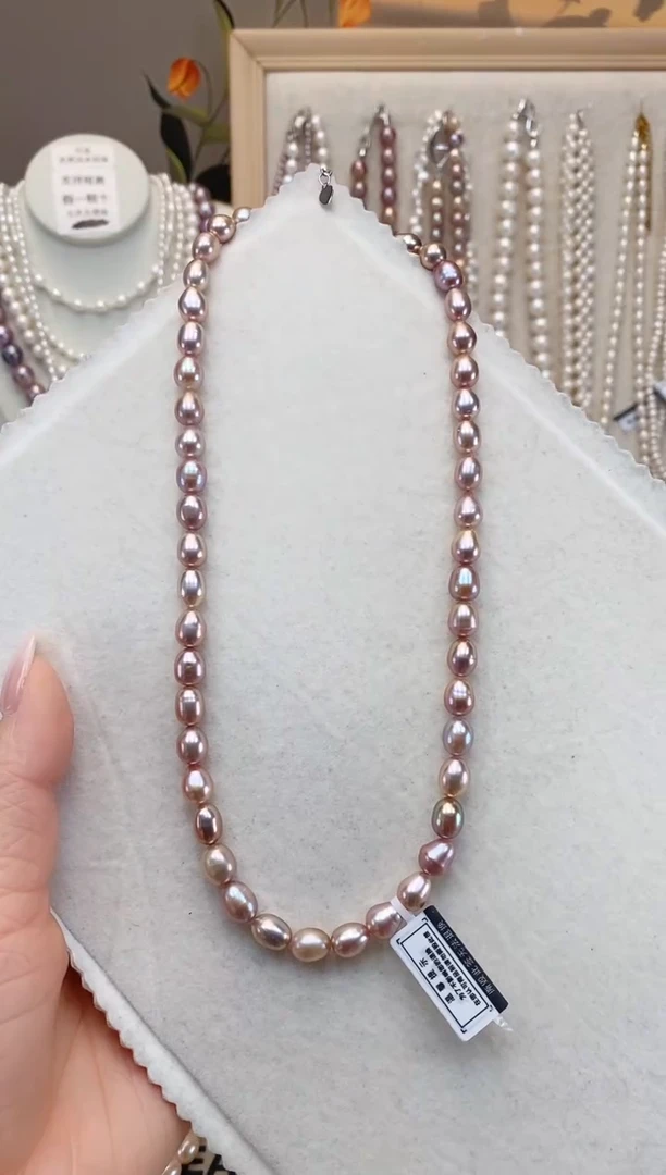 【闪购商品】淡水珍珠未镶嵌项链怪色紫胖米