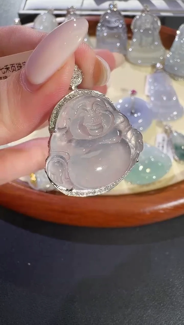 吊坠(不含链)18K金镶嵌翡翠【源头工厂】钻石镶嵌