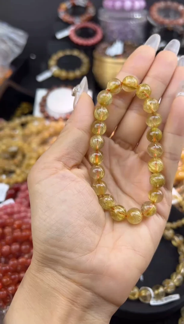 未镶嵌手串水晶金发晶9mm+