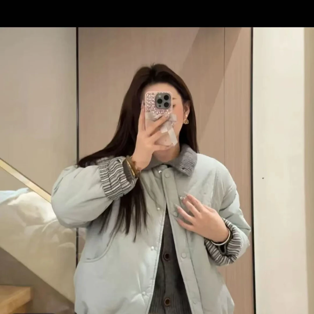 【小杨】2024冬季新款韩版宽松百搭圆领棉服加厚外套翻领棉衣厚保暖