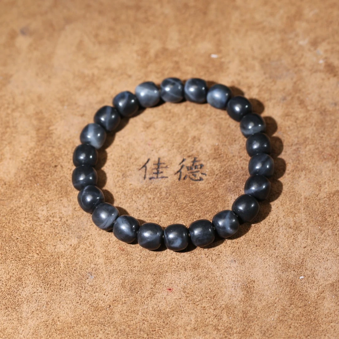 【佳德】31克 卡9新疆和田玉青花《老型珠手串》天然玉石，精美百搭