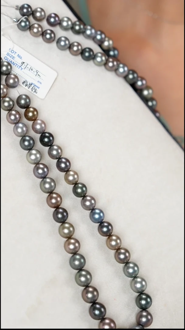 14K金镶嵌项链海水珍珠真科研珠链黑蝶皇后9.0-11.6mm/SS-235259