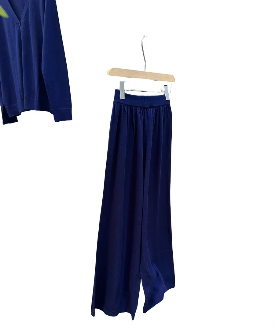 精纺超细80支羊毛扬子纱线轻薄透气阔腿裤休闲裤女夏季可穿