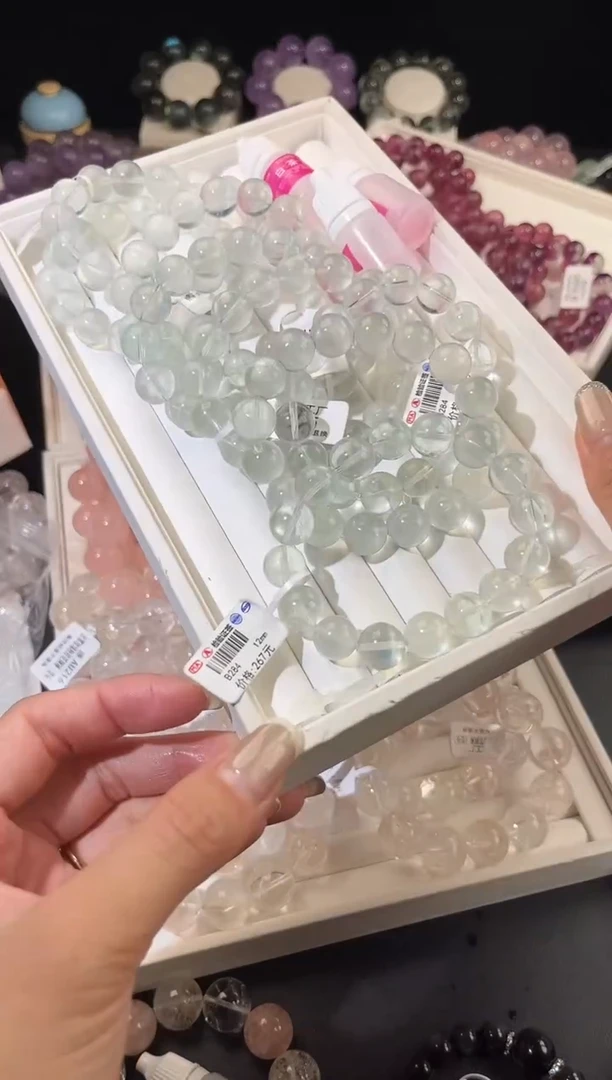未镶嵌手链萤石多样性发一Q47奶绿12mm
