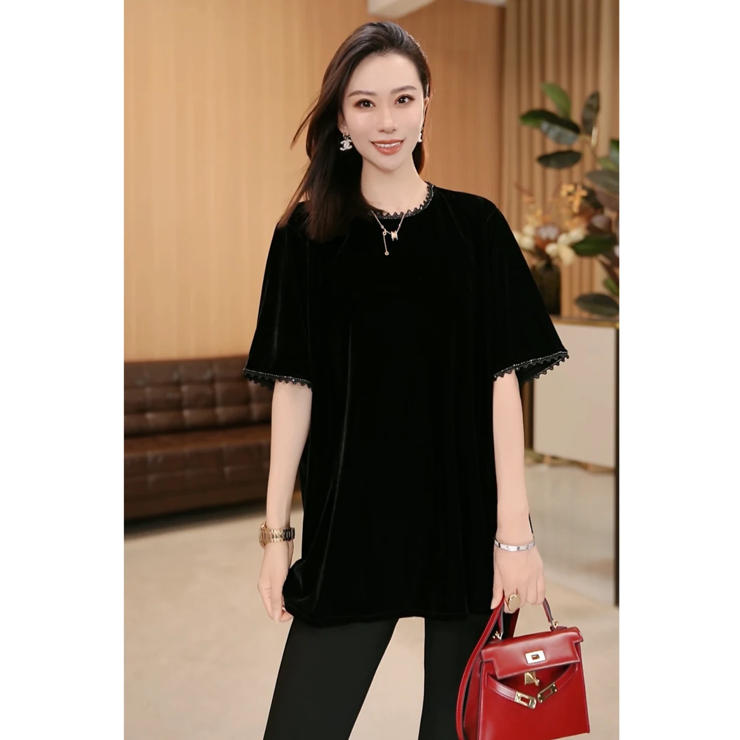 林果&季得 【青梅酒】时尚丝绒减龄个性背部设计款百搭女士上衣